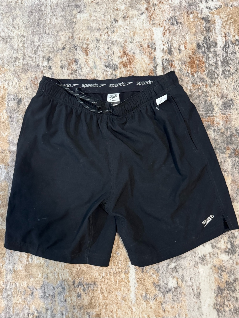 Speedo Black Men's Swim Trunks with Branded Waistband